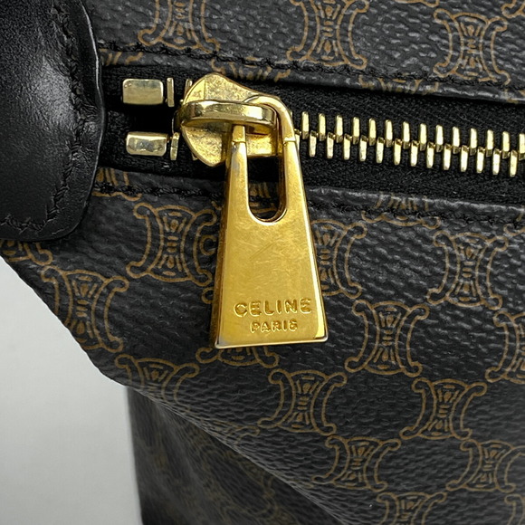 Celine Macadam Pattern Pouch Canvas Handbag Black Brown - Picture 5 of 7